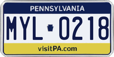 PA license plate MYL0218
