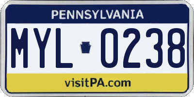 PA license plate MYL0238