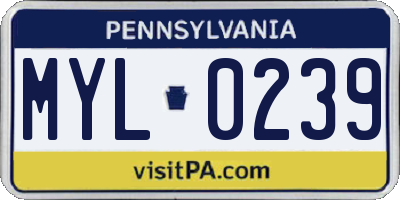 PA license plate MYL0239