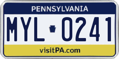 PA license plate MYL0241