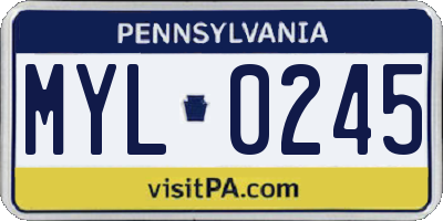 PA license plate MYL0245