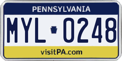 PA license plate MYL0248