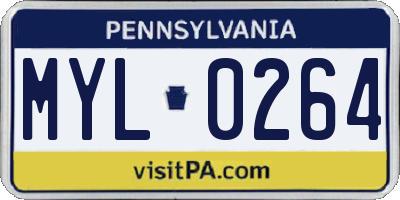 PA license plate MYL0264