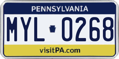 PA license plate MYL0268