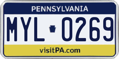 PA license plate MYL0269