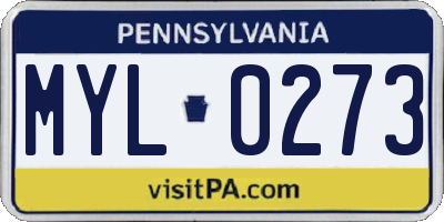 PA license plate MYL0273