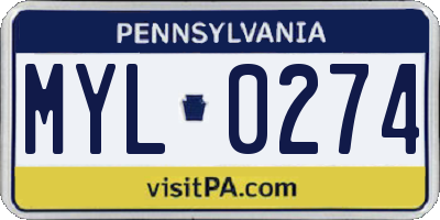 PA license plate MYL0274