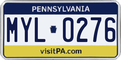 PA license plate MYL0276
