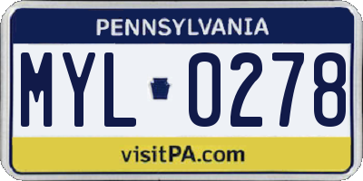 PA license plate MYL0278