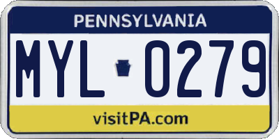 PA license plate MYL0279