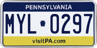 PA license plate MYL0297