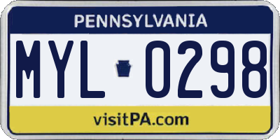 PA license plate MYL0298