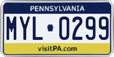 PA license plate MYL0299