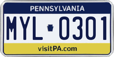 PA license plate MYL0301