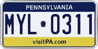PA license plate MYL0311