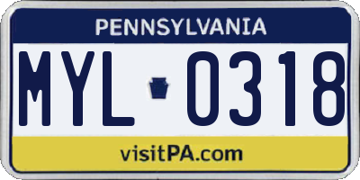 PA license plate MYL0318