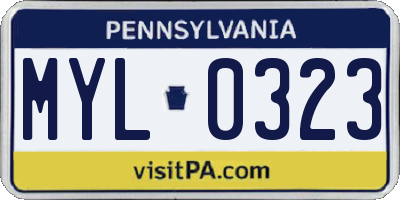 PA license plate MYL0323