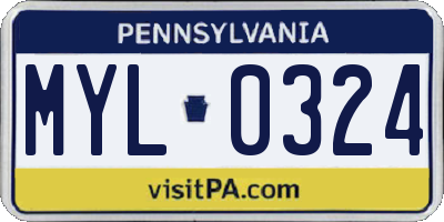 PA license plate MYL0324