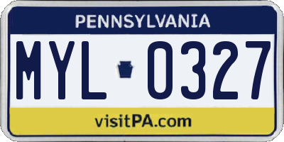 PA license plate MYL0327