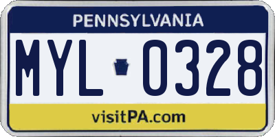 PA license plate MYL0328