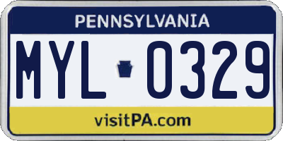 PA license plate MYL0329