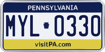 PA license plate MYL0330