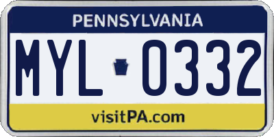 PA license plate MYL0332