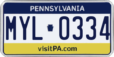 PA license plate MYL0334