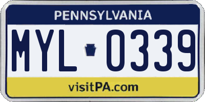 PA license plate MYL0339