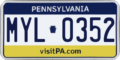 PA license plate MYL0352