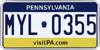 PA license plate MYL0355