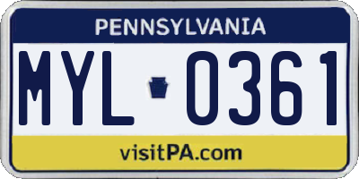 PA license plate MYL0361