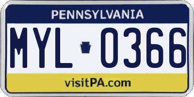 PA license plate MYL0366