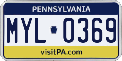 PA license plate MYL0369