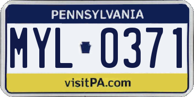 PA license plate MYL0371