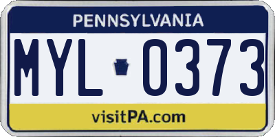 PA license plate MYL0373