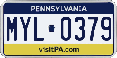 PA license plate MYL0379
