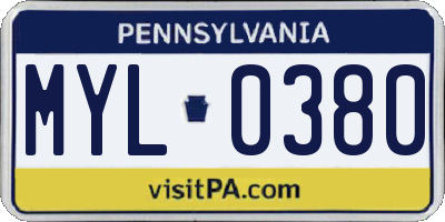 PA license plate MYL0380