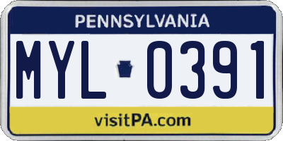 PA license plate MYL0391