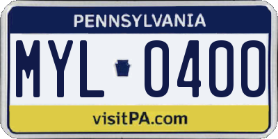 PA license plate MYL0400