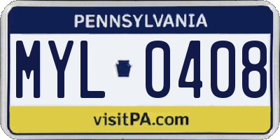 PA license plate MYL0408
