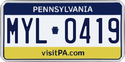 PA license plate MYL0419