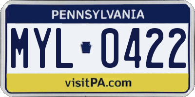 PA license plate MYL0422