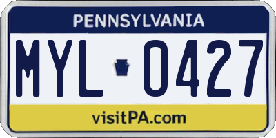 PA license plate MYL0427