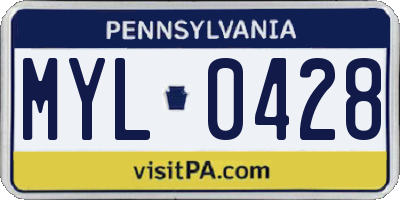 PA license plate MYL0428