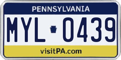 PA license plate MYL0439