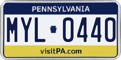 PA license plate MYL0440