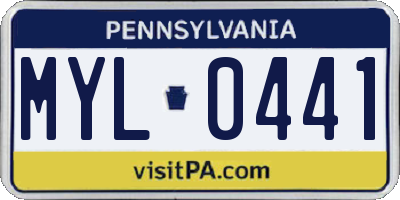PA license plate MYL0441