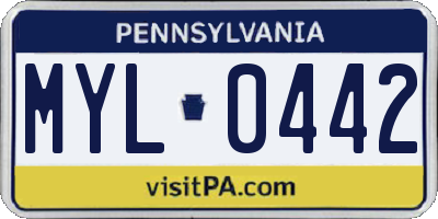 PA license plate MYL0442
