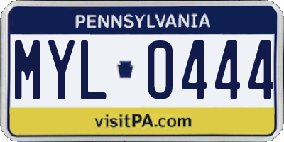 PA license plate MYL0444